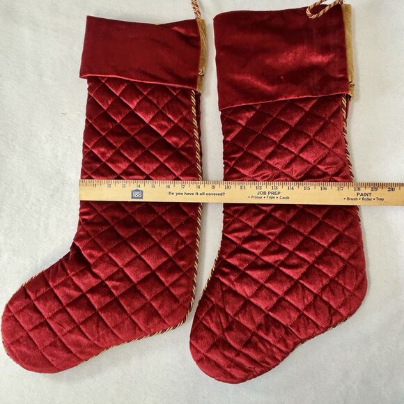 Vintage VILLA BACCI Christmas Stocking Red Gold Satin Buttons and Jingle Bells - Picture 5 of 8